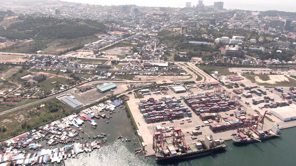 Sihanoukville port, which has been developed with investment from China and Japan. Sihanoukville is now home to 39 special economic zones attracting tens of millions of dollars in mainly Chinese investment. Photo: RFA