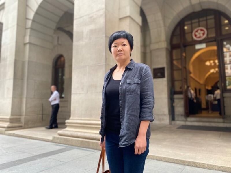 香港电台《铿锵集》前编导蔡玉玲被指在跟进元朗7.21袭击事件以制作专题报道向运输署申请车牌查册时涉作出虚假陈述(记者吴婷康摄)