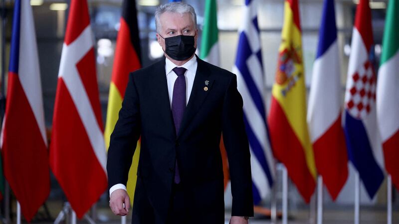 立陶宛总统瑙塞达(Gitanas Nausėda)于2021年12月16日参加欧盟峰会。(AFP)
