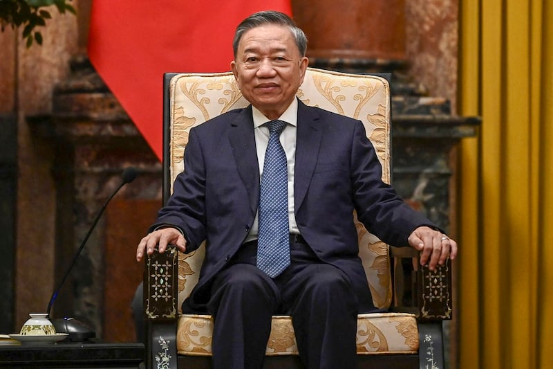 Vietnam's President To Lam attends a meeting at the Presidential Palace in Hanoi on Sept. 13, 2024. (Nhac Nguyen/AFP)