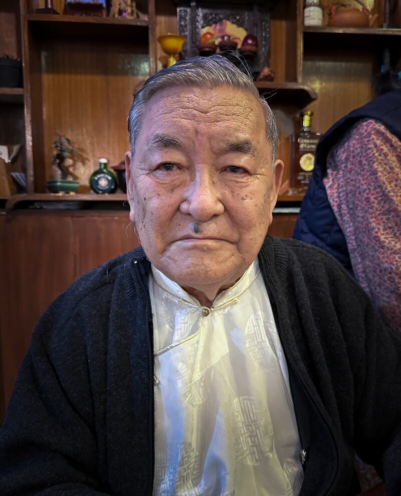 Ugen Tsering, 87, a former fighter who now runs a successful restaurant business in Nepal and India, at home in Thamel, Kathmandu, Nepal in November 2024.