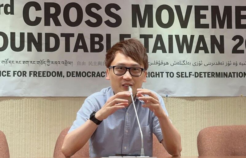 香港民主委员会代表Jeffery Ngo。(记者夏小华摄)