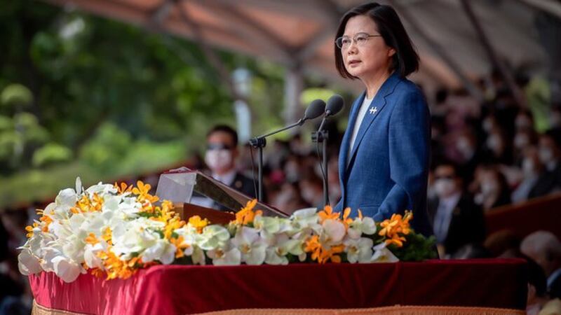 台湾总统蔡英文在双十国庆发表谈话。(图源:台湾总统府)