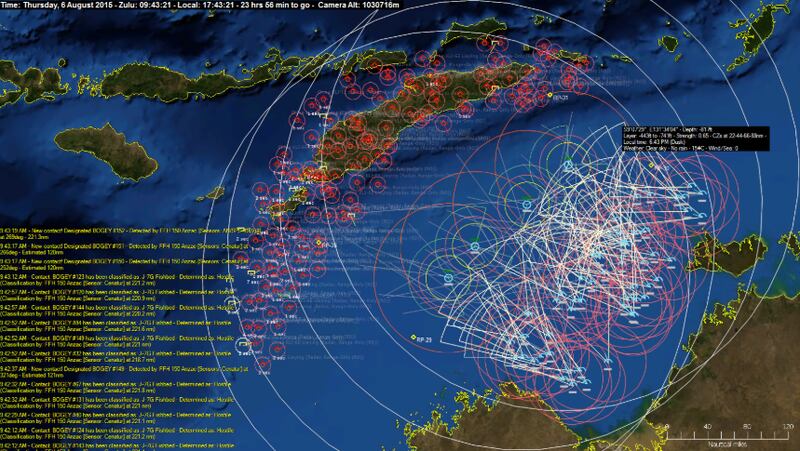 模拟推演需要反复运算上千次,才能推演出可能结果。图为美国民间厂商模拟澳洲北部兵推截图(steamcommunity)