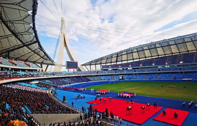 2021年12月18日,中国驻柬大使馆正式向柬国政府移交的国家体育场(中国驻柬大使馆供图)