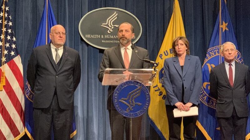 美国卫生与公共服务部1月28日就武汉肺炎问题召开记者会(自由亚洲电台记者郑崇生华盛顿摄)