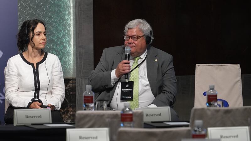 欧洲议会对中关系代表团团长包瑞翰(Reinhard BÜTIKOFER)强调,没有任何一位IPAC成员,因为中国干涉而缺席。(记者 陈建宏摄)