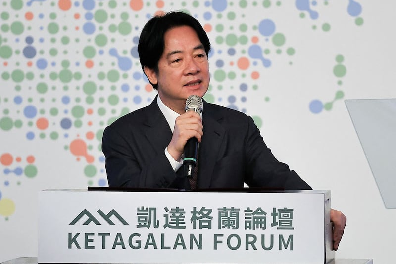 2024年8月21日,台湾的总统赖清德在台北的凯达格兰论坛上发表演讲。(路透社)